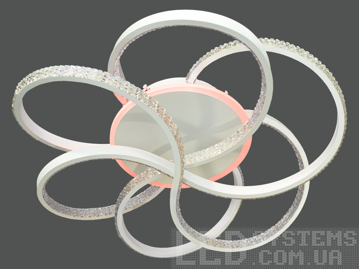 Ексклюзивна стельова LED люстра з пультом, димером, кришталями, 100W. Люстра може додати кімнаті модерністського шарму, роблячи її ідеальним вибором для тих, хто цінує в домашньому декорі як функціональність, так і вишукану простоту.
