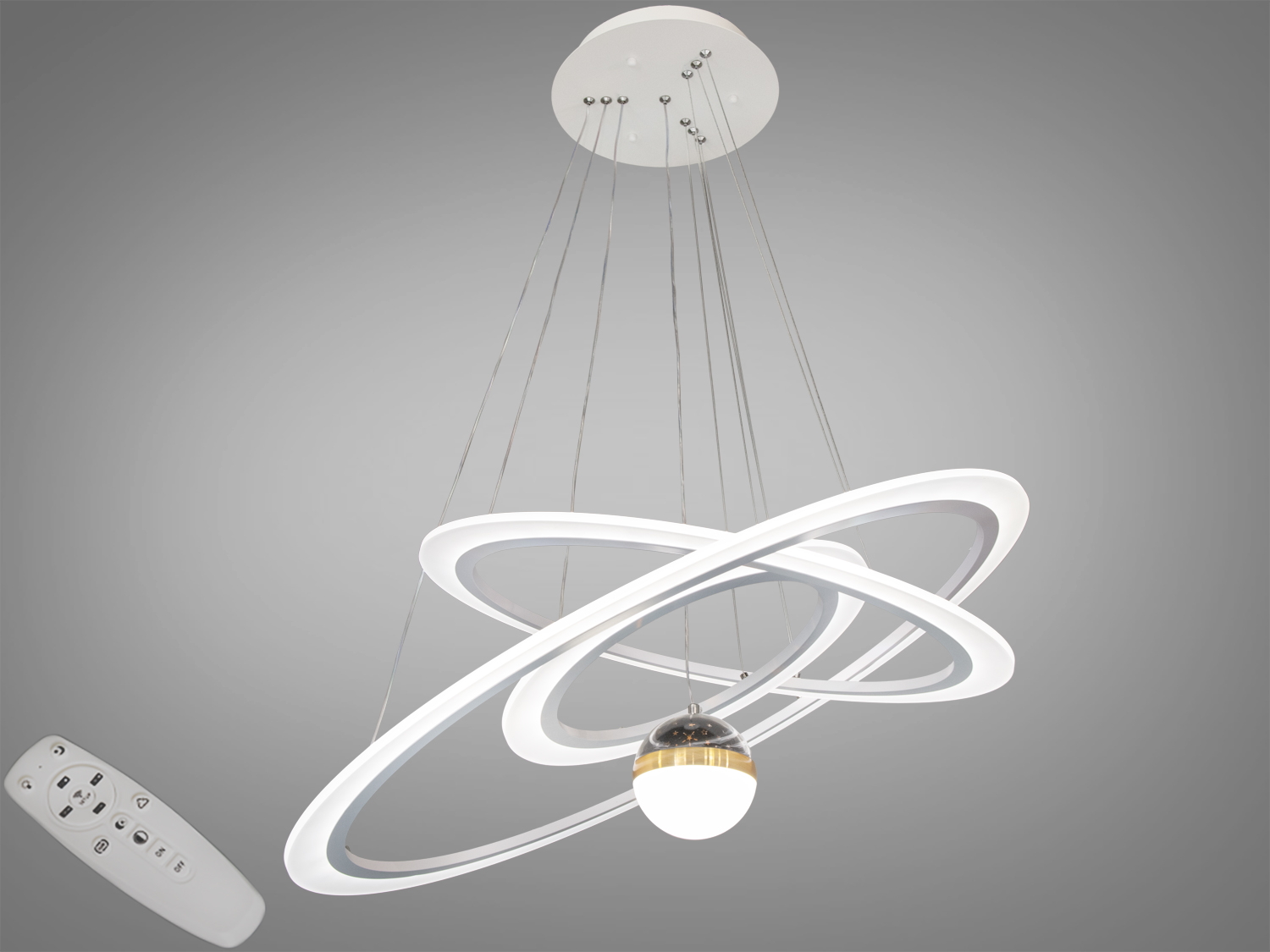 Унікальна підвісна світлодіодна люстра кільця з пультом, 145 Вт. Світлодіодна люстра від українського виробника відповідає всім стандартам якості та безпеки.