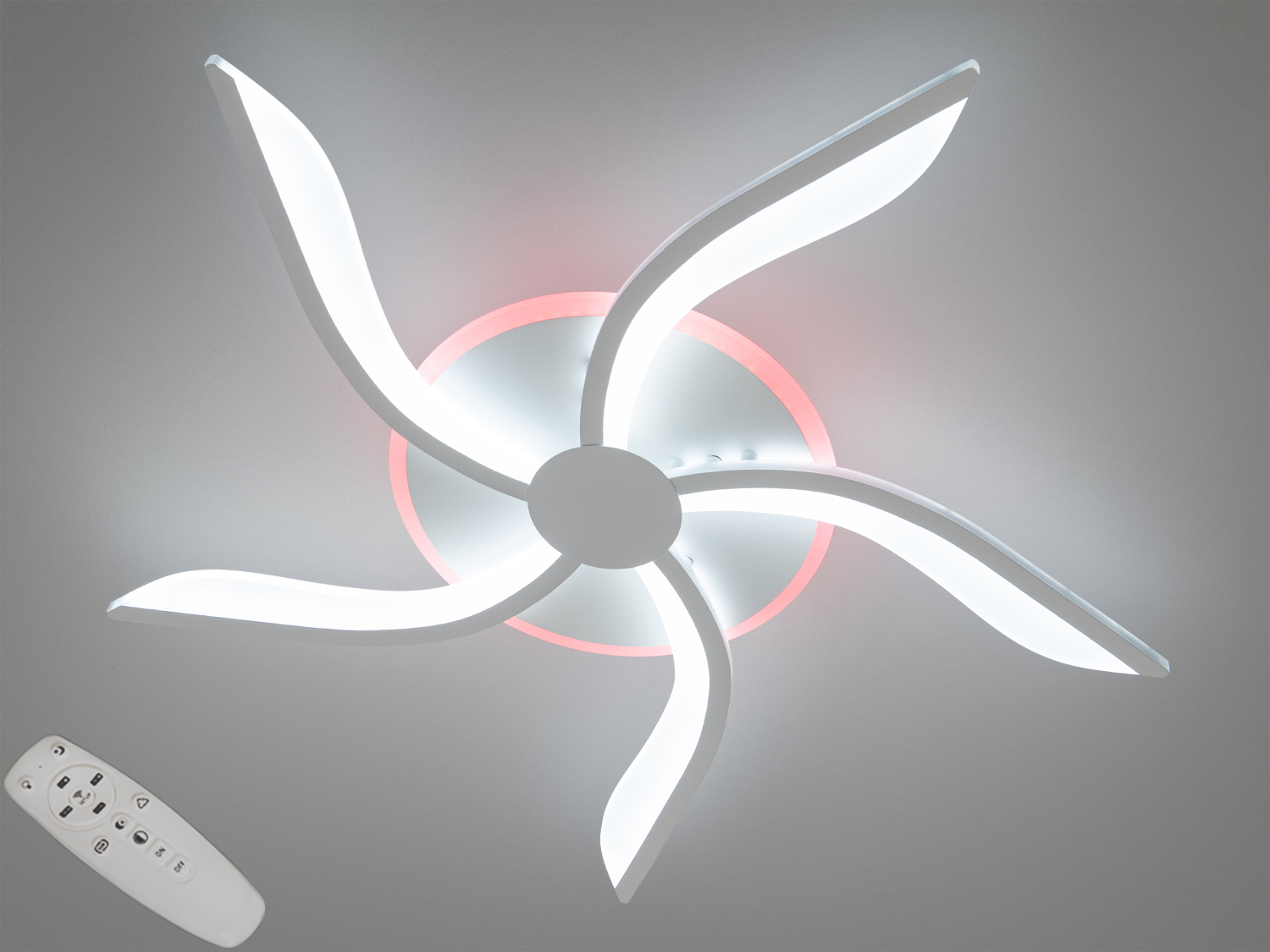 Стельова led люстра з пультом, підсвіткою, 53 W. Придбайте лед люстру, яка має просту конструкцію, ідеально пасує для інтерєрів, де важлива функціональність і чистота форм.