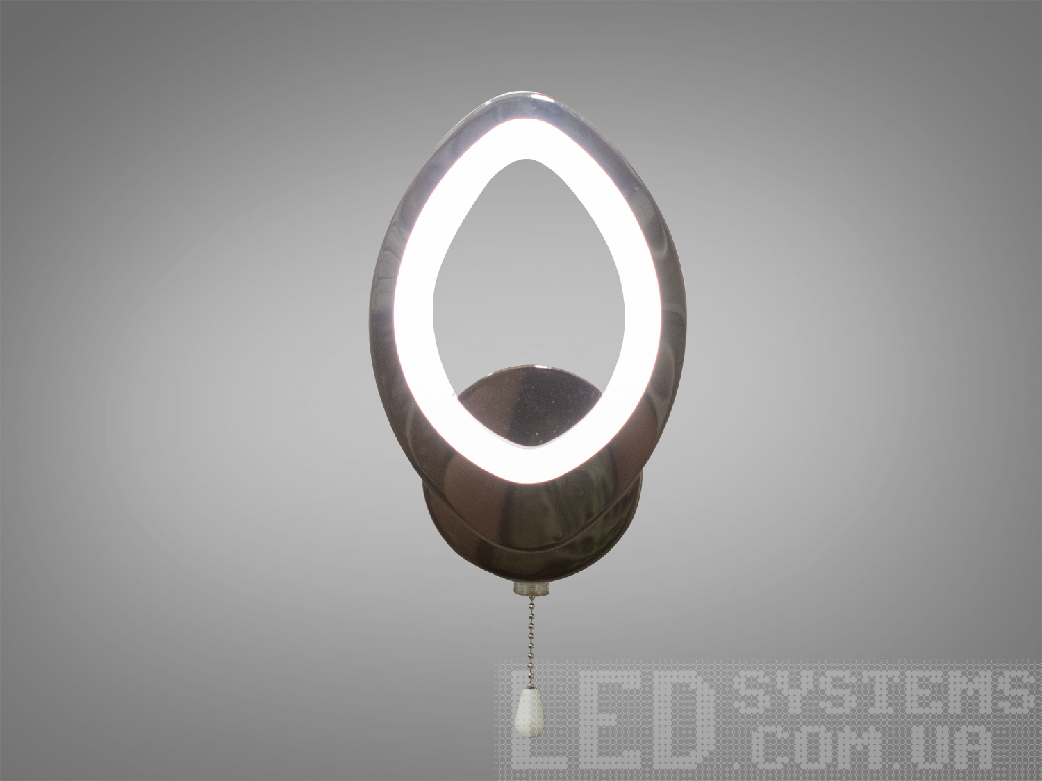 LED бра для читання 15W у кольорі чорний хром з ланцюжковим вимикачем та 3 режимами яскравості. Овальна форма, тепле світло, сучасний настінний дизайн.