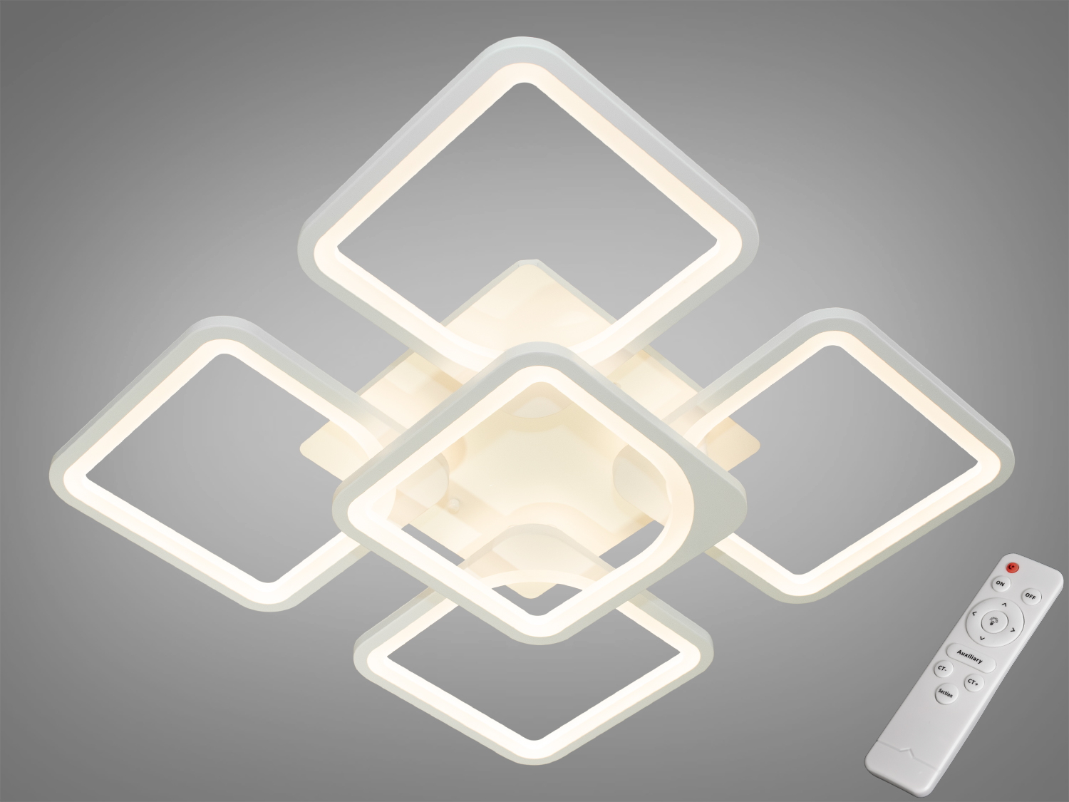 Стельова LED люстра Diasha 8060 біла з пультом і димером 5–100%, 3 режими світла, потужність 115 Вт. Підходить орієнтовно для кімнат до 20 м².