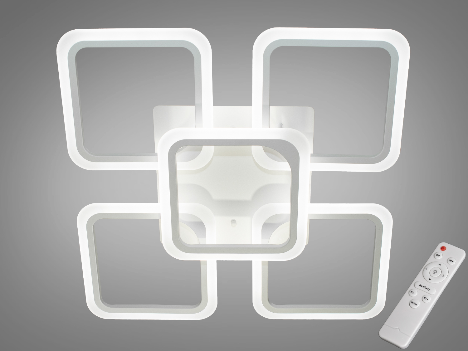 Світлодіодна стельова люстра Diasha 8060, 90W, біла. Пульт, димер і три режими світла для кімнат до близько 15 м².