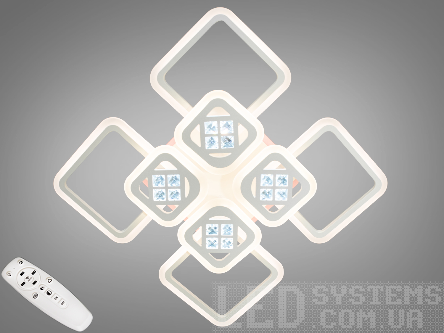 Стельова світлодіодна люстра з димером та LED підсвічуванням на 150 W є справжнім втіленням новітнього дизайну та технологічної досконалості. Вона ідеально підходить для тих, хто прагне купити люстру, здатну трансформувати інтер'єр та надати йому неповторного характеру.
Зі своєю каскадною структурою переплетених квадратів, що світяться ззовні, ця люстра нагадує абстрактну скульптуру, яка завмерла у світловому танці. Кожен елемент цього освітлювального приладу випромінює тепло та світло, ніби кожен квадрат &ndash; це окрема історія, сплетена разом у гармонійну симфонію форм та ліній. Дизайн світильника, який нагадує водночас і модерністські витвори мистецтва, і складні природні феномени, як-от галактичні фігури, вражає своєю витонченістю та артистизмом.
Акрилові плафони мають велику площу розсіювачів, що забезпечує м'яке та рівномірне світло в усьому приміщенні. Цей ефект м'якого освітлення є особливо важливим у приміщеннях, де діти проводять багато часу. Важливо зауважити, що ця світлодіодна люстра для дитячої кімнати не має скляних елементів, що робить її безпечною для найменших членів сім'ї.
Димер, що додається до люстри, є не лише практичним інструментом для регулювання інтенсивності світла. Він надає власнику можливість створювати різноманітні атмосфери в просторі &ndash; від театрально освітленої сцени до тихої, майже містичної півтемряви, де світло лише натякає на контури предметів, створюючи інтригуючий настрій та відчуття усамітнення.
За допомогою цього пульта-димера ви зможете вибрати один з попередньо встановлених режимів освітлення: тепле світло, холодне світло, нейтральне світло. Ви також можете активувати режим 