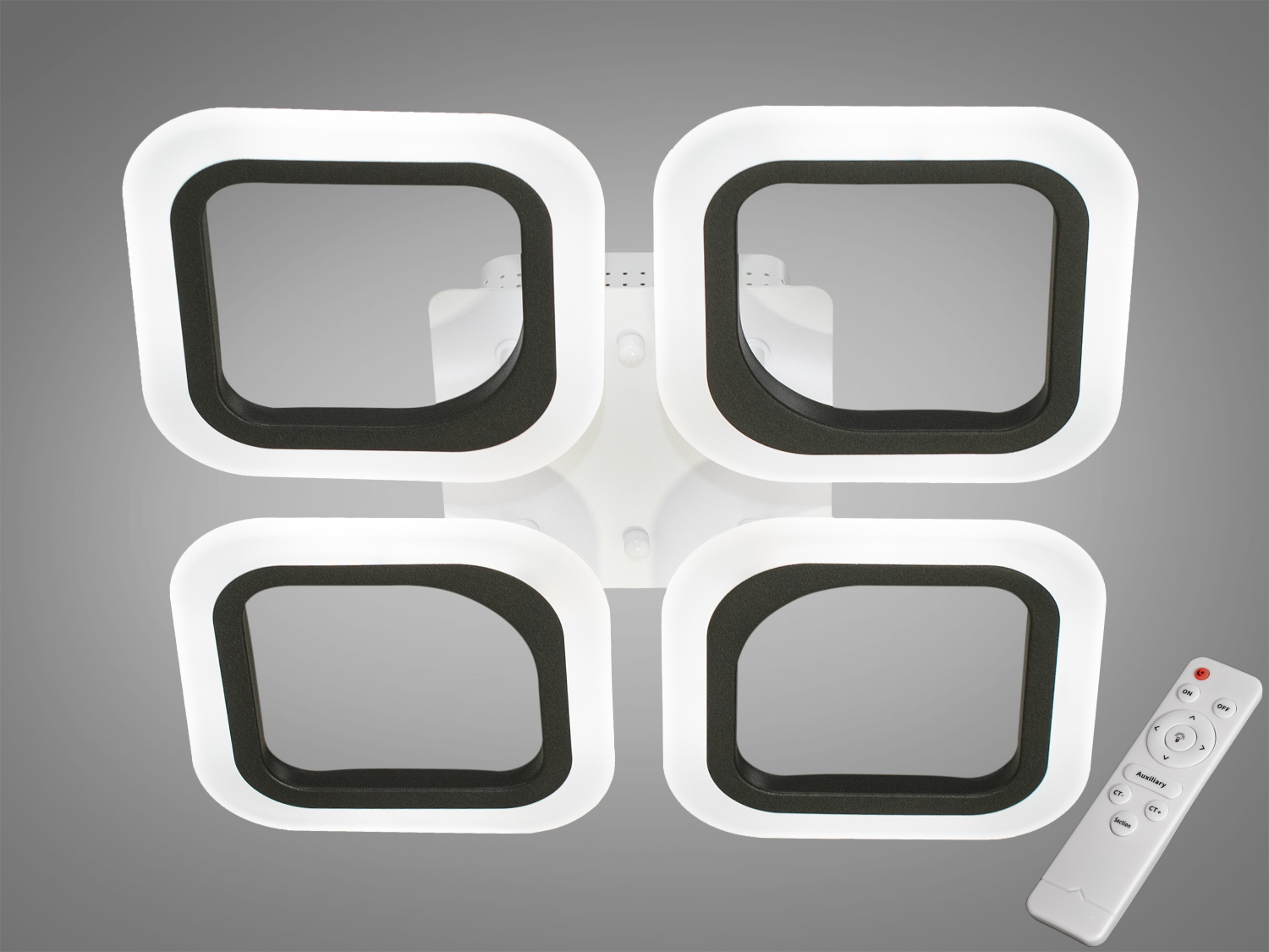 Пристельова LED-люстра Diasha 8060 у чорному кольорі: 40 Вт, пульт, димування, 3 температури світла та нічний режим. Рекомендовано для приміщень до 10 м².