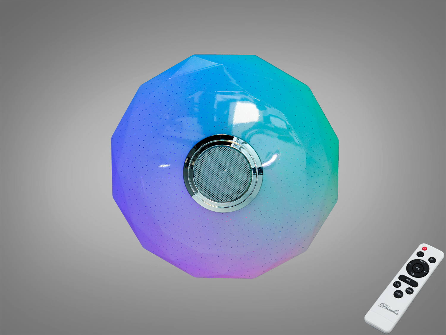 Смарт стельова люстра DB-8303 45 Вт з RGB та вбудованою Bluetooth-колонкою. Керування через TUYA/Smart Life і пульт. Підходить для кімнат до 8 м².