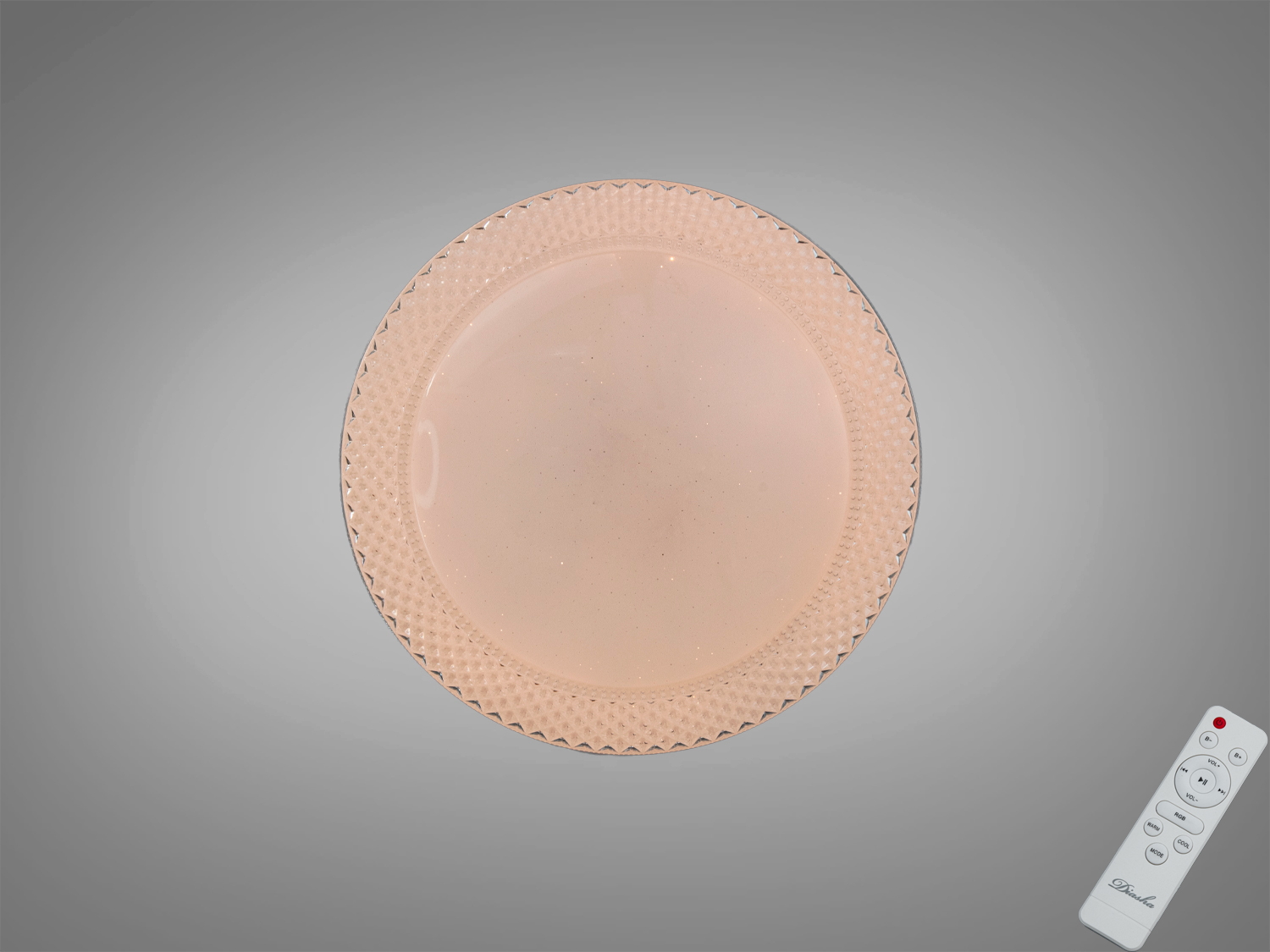 Стельова смарт люстра Diasha 70 Вт з білим світлом та RGB-підсвіткою для до 12 м². Керуйте пультом і через додаток iLink, створюючи потрібну атмосферу.