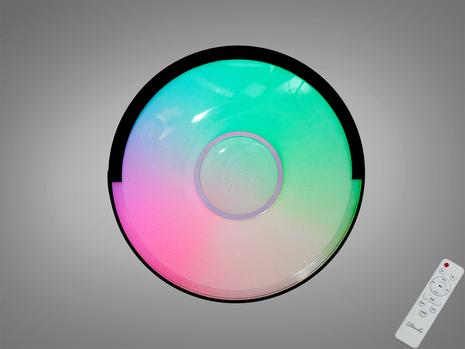 Біла смарт люстра Diasha 80Вт з RGB та пультом. Керування через додаток iLink, м’яке світло для кімнат до 14 м².