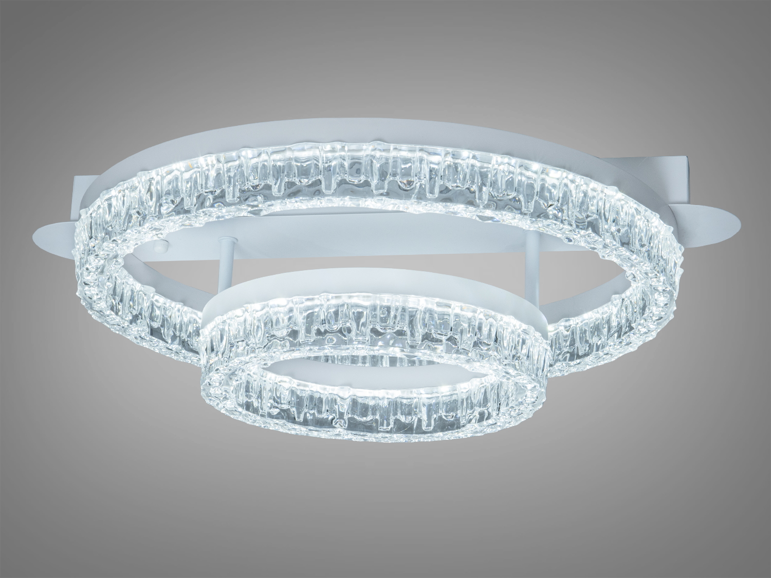 Стельова LED-люстра з двома кільцями, 60W, 3300 лм, біла. Три режими 3200/4100/6000K, керування настінним вимикачем. Для кімнат до 10 м².