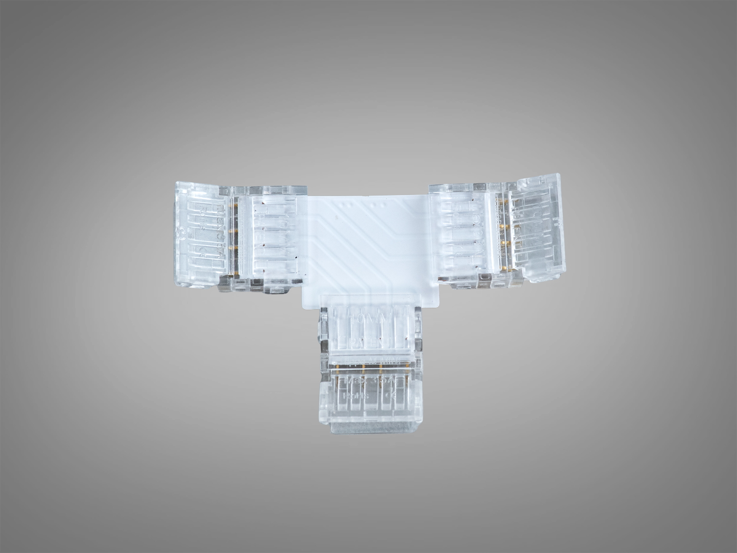 Т-подібний прозорий конектор 4pin для RGB LED стрічки 10 мм. Пробивний контакт, без пайки, майже непомітний стик для відгалужень і кутів у підсвічуванні.
