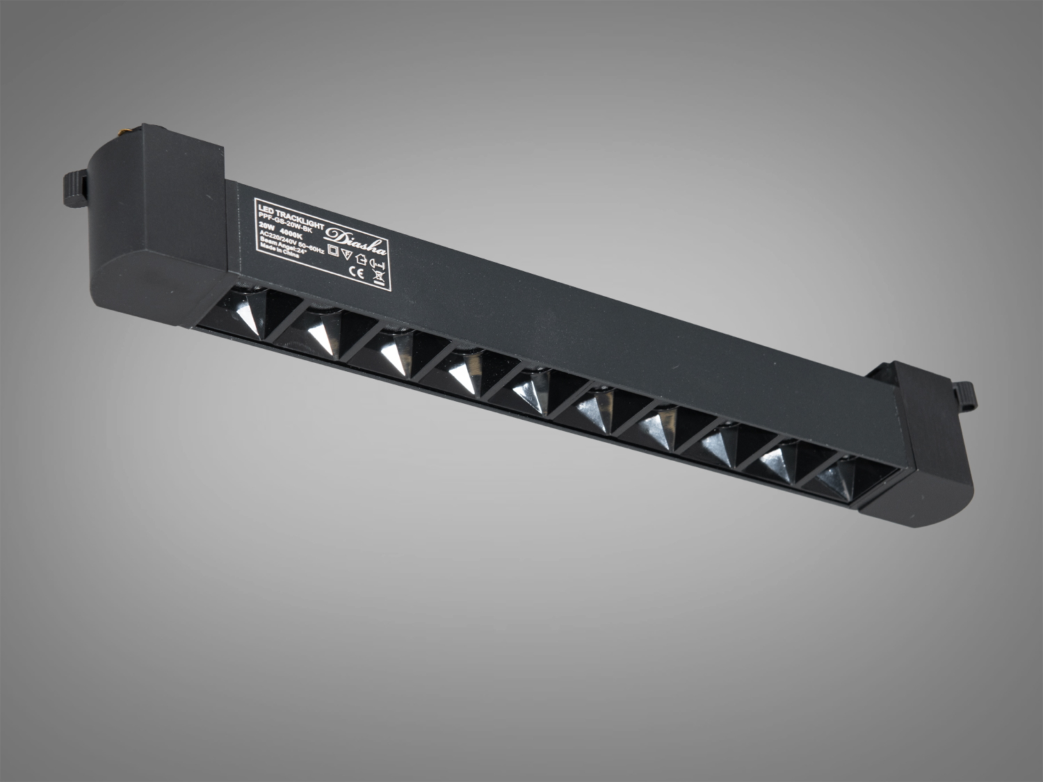 Лінійний магнітний трековий світильник Diasha 17 Вт, 4000K, чорний. Поворотний модуль, широкий кут розсіювання, робота на треку 220 В для сучасних інтер’єрів.