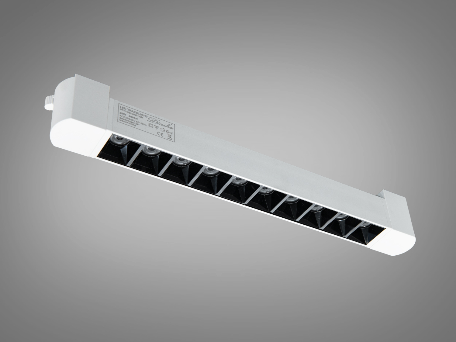 Лінійний трековий LED світильник 17Вт, білий, 4000K, кут 24°. Поворотний модуль для треків 220 В з металевим корпусом — для акцентного та робочого освітлення.