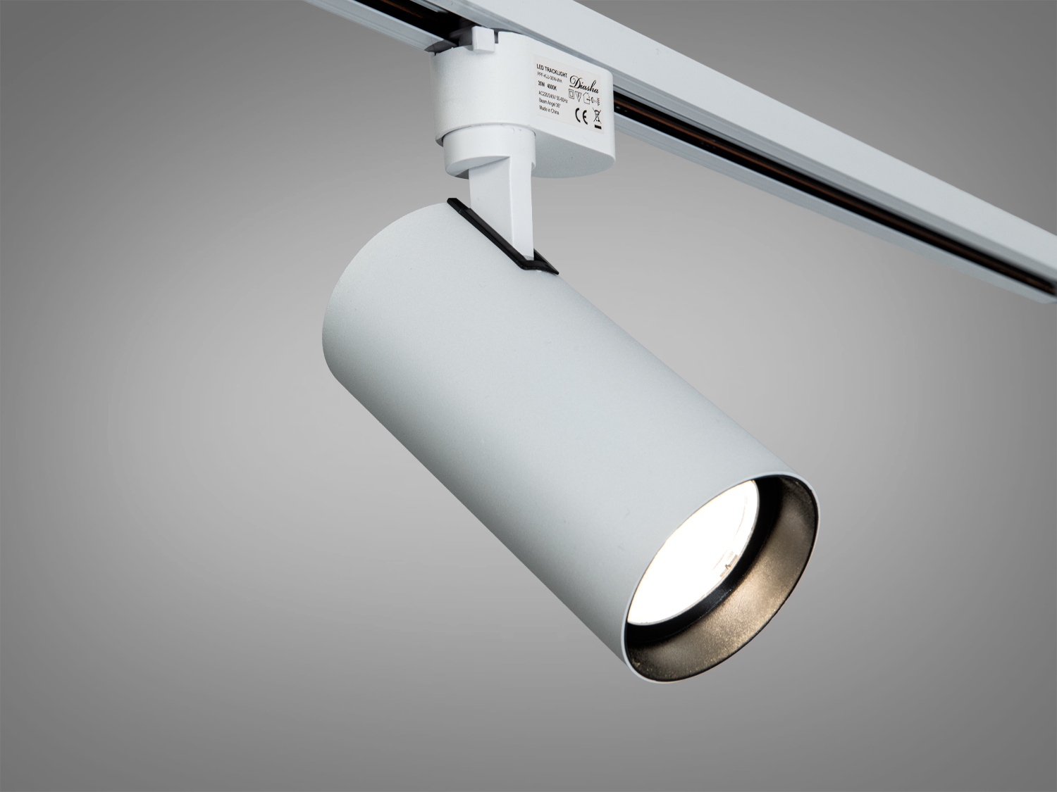 Поворотний білий трековий LED світильник 30 Вт для 220 В з магнітним кріпленням. 36° пучок та 4000К для керованого акцентного освітлення.