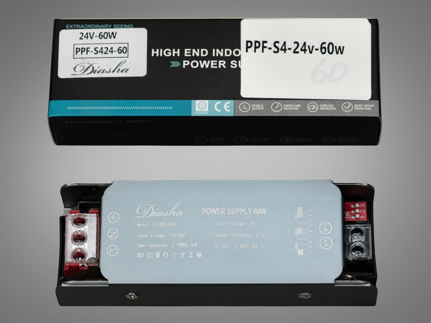 Блок живлення DimmerSlow Start з плавним включенням та зміною яскравості, 24v, 60Вт, 2.5А. Ідеальний варіант для декоративного освітлення на основі LED стрічок у житлових і офісних приміщеннях.