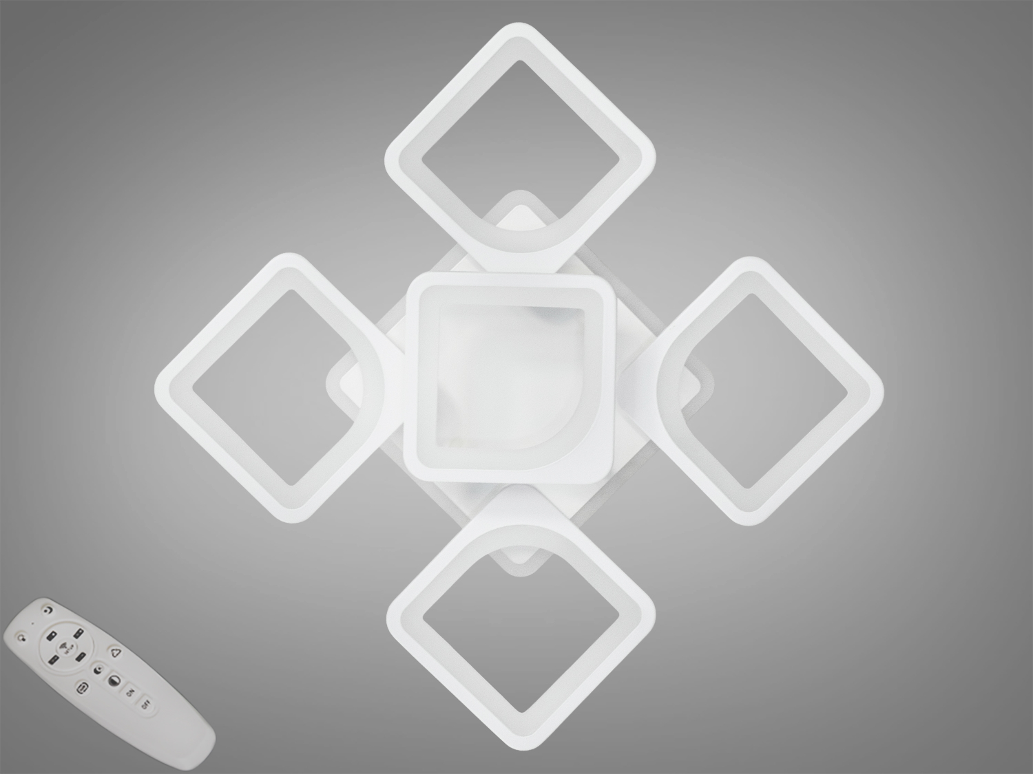 Стельова LED люстра 8060, біла, 85 W. Пульт, димер, 3200/4100/6000K, нічний режим і кольорова підсвітка. Орієнтовно для кімнат до 15 м².