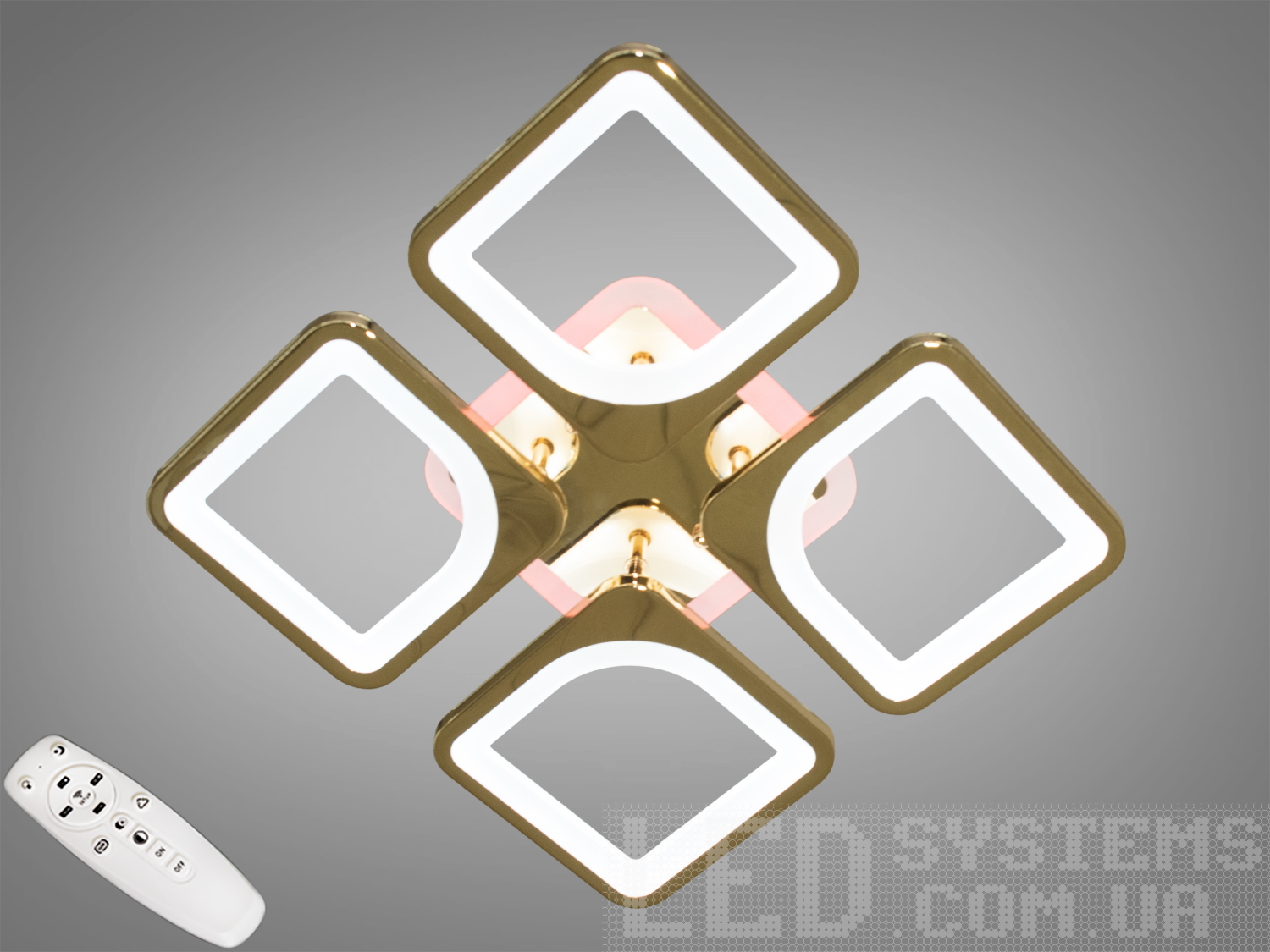 Стельова LED люстра Diasha 8060 у золоті, 80 Вт, з пультом, димером, регулюванням колірної температури та нічним режимом. Підходить для кімнат до ≈13 м².