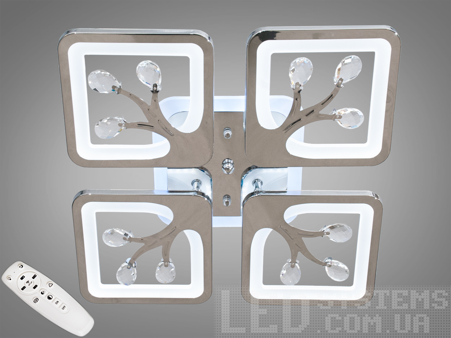 Дизайнерська люстра led з пультом, диммером, підсвічуванням, 85W. Купуючи світлодіодні люстри оптом від українського виробника Діаша, ви отримуєте не тільки високоякісне освітлення, а й естетичне задоволення від кожного вигляду на цей шедевр освітлювального дизайну.