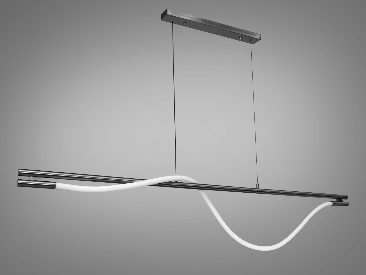 Підвісна LED-люстра Ropelight, 20W, чорний хром, тепле 3200K. Хвиляста світлова лінія, регульований підвіс, для вітальні, кухні, дитячої та кавʼярень.