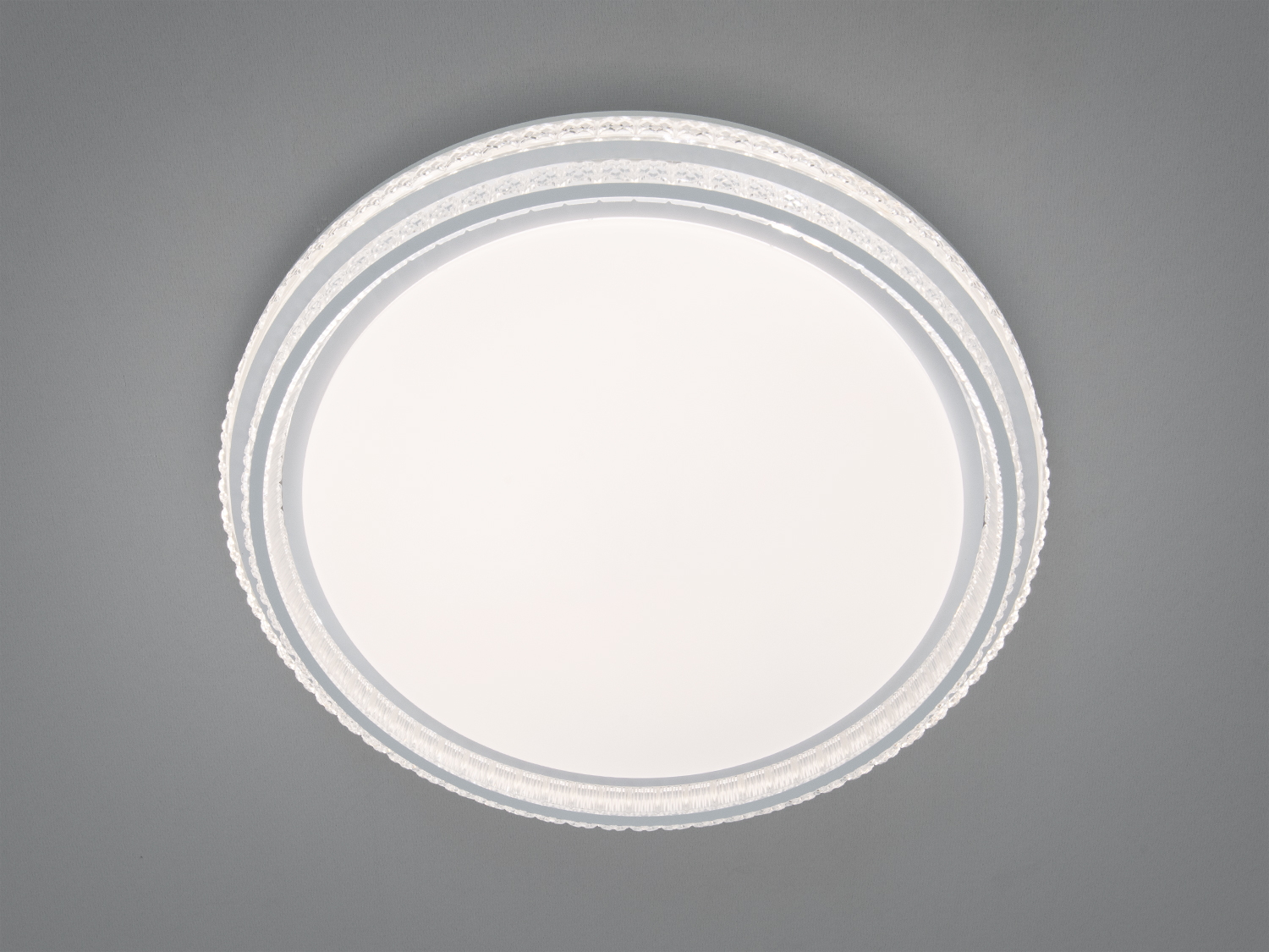 LED смарт люстра Diasha, 58 Вт, біла, без пульта. Рівномірне освітлення кімнат до 10 м², кругла форма, матовий розсіювач, простий накладний монтаж.